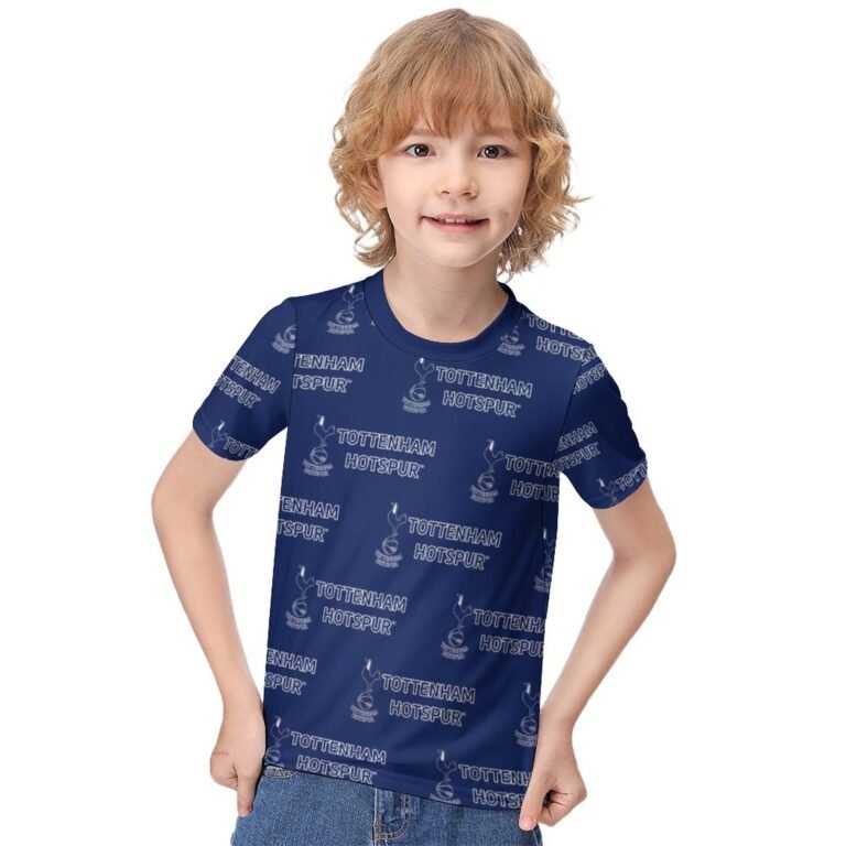 Tottenham Hotspur Jungen Mädchen Kurzarm 3D-Druck T-Shirt Rundhals-Sommerhemd Tops