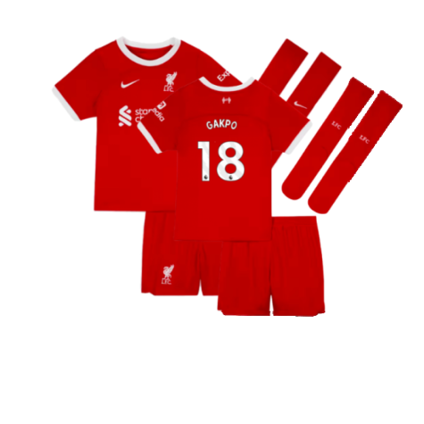 FC Liverpool Cody Gakpo 18 Heimtrikot Kinder Minikit 2023-2024 FC Liverpool Cody Gakpo 18 Heimtrikot Kinder Minikit 2023-2024