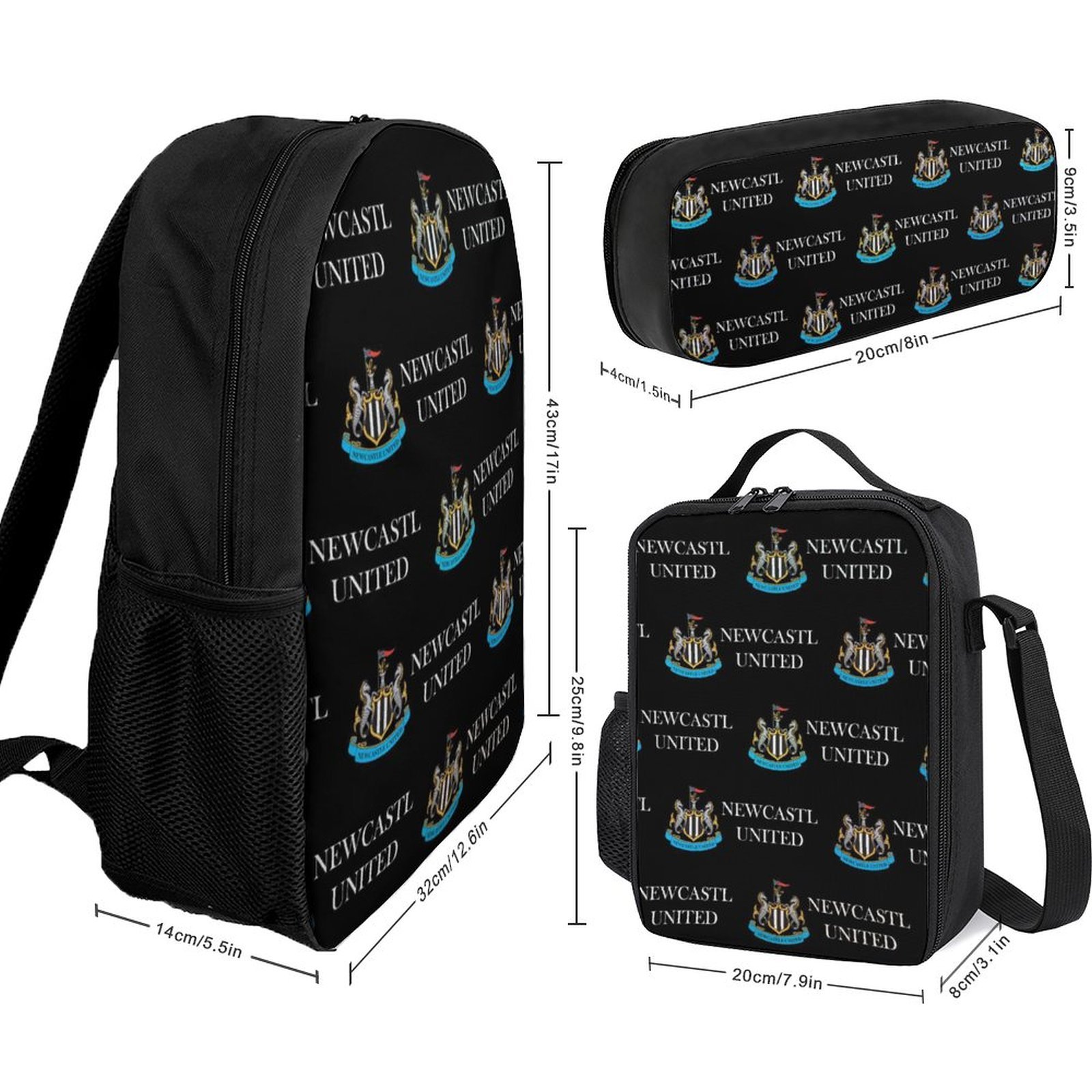 Newcastle United Student Schulranzen Lunchbag Stifttasche Kombination Newcastle United Student Schulranzen Lunchbag Stifttasche Kombination