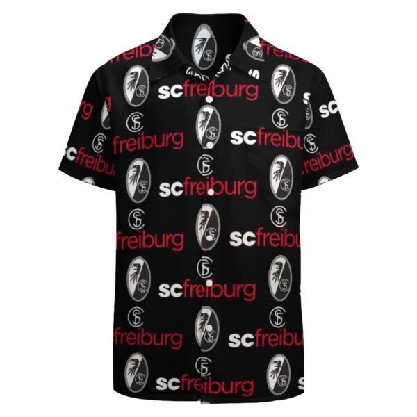 SC Freiburg Kurzärmelige Herrenhemden, Passform Sommer Kurzarm Casual Button-Down Hemden