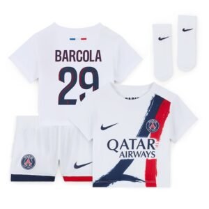 PSG Bradley Barcola 29 Auswärtstrikot Kinder Mini Kit 2024-2025