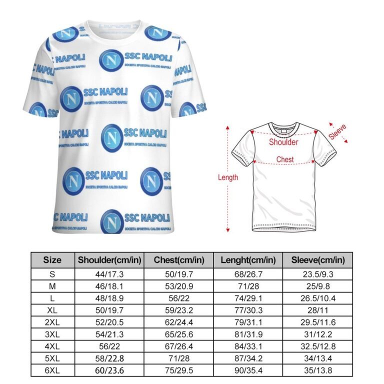 SSC Neapel Unisex 3D Vollständig Druck Kurzarm T-Shirts Beiläufige Tee Tops