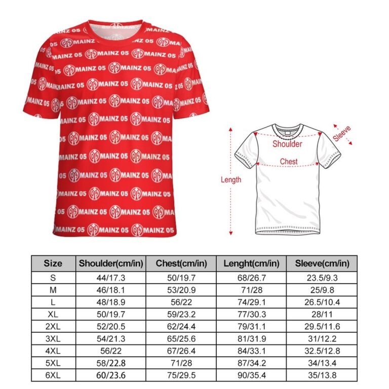 Mainz 05 Unisex 3D Vollständig Druck Kurzarm T-Shirts Beiläufige Tee Tops