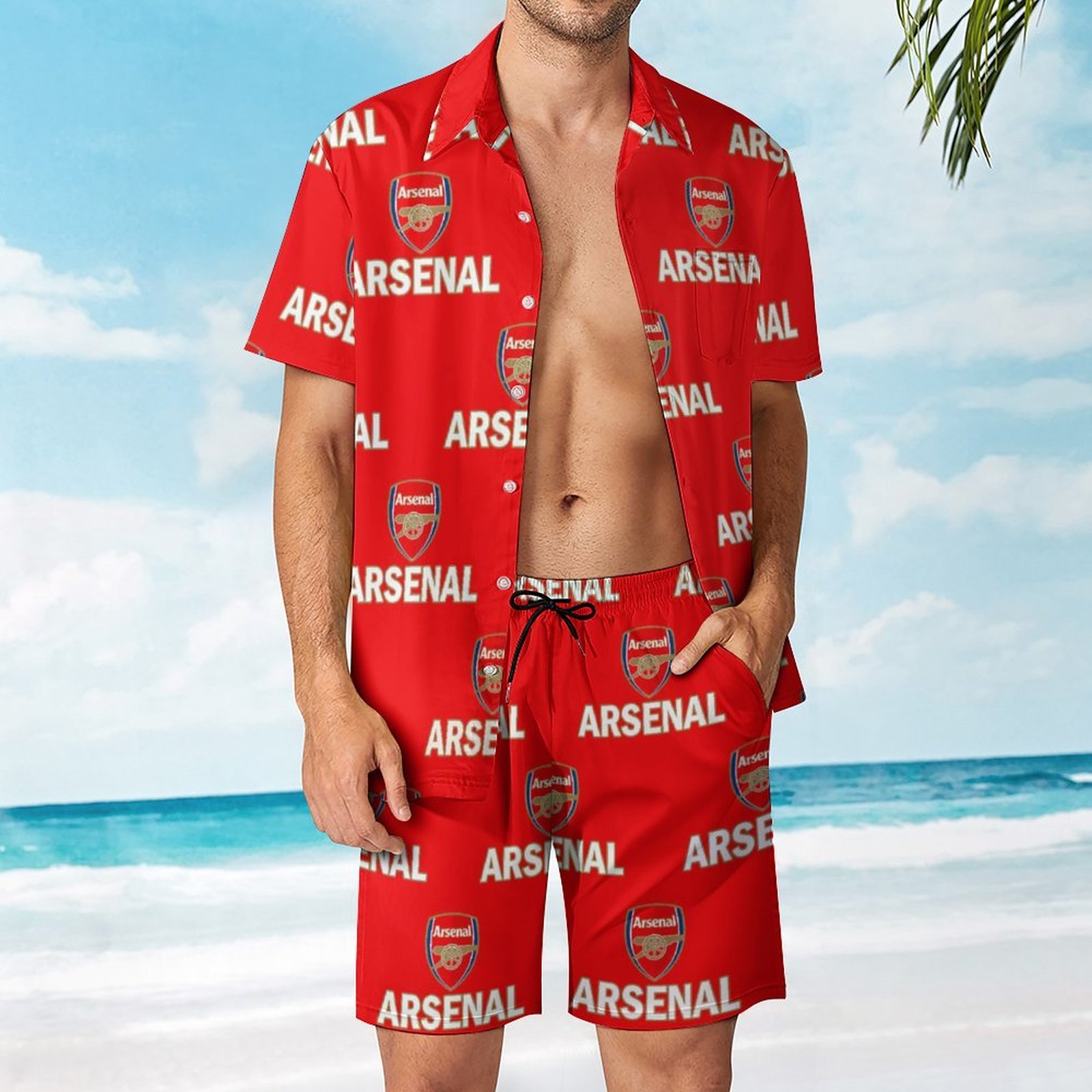 Arsenal Lässiges Strandbekleidungsset Kurzärmeliges Hemd Plus Strandhose Arsenal Lässiges Strandbekleidungsset Kurzärmeliges Hemd Plus Strandhose