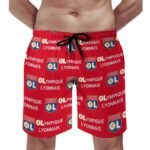 Olympique Lyonnais Herren Badehose Schnelltrocknende Strandshorts Mit Tasche Kordelzug Shorts
