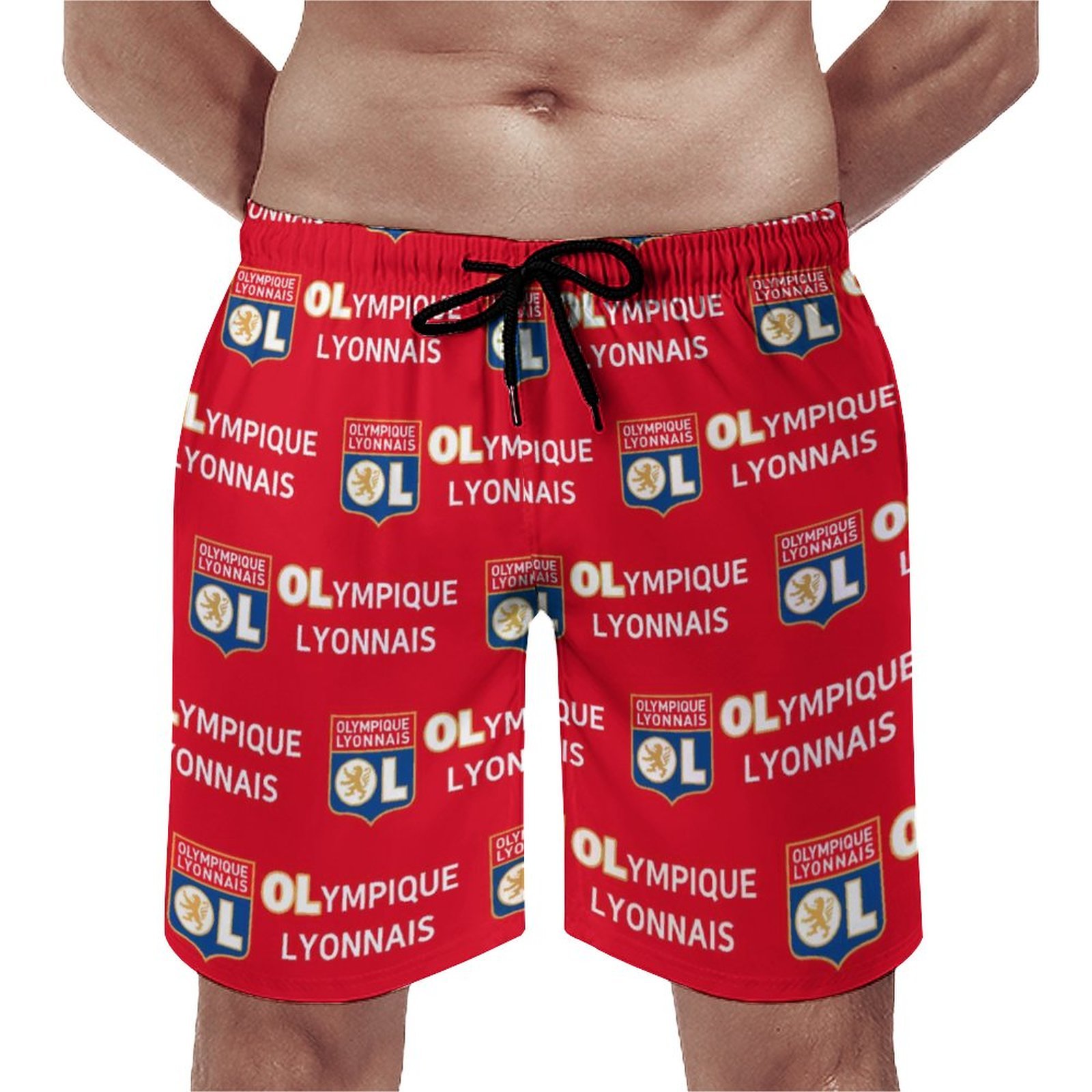 Olympique Lyonnais Herren Badehose Schnelltrocknende Strandshorts Mit Tasche Kordelzug Shorts Olympique Lyonnais Herren Badehose Schnelltrocknende Strandshorts Mit Tasche Kordelzug Shorts