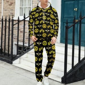 Borussia Dortmund Lässiges Sweatshirt-Set 2 Sätze Kapuzen-Sweatpants