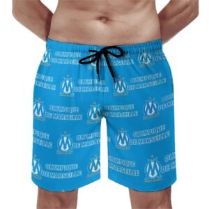 Olympique De Marseille Herren Badehose Schnelltrocknende Strandshorts Mit Tasche Kordelzug Shorts