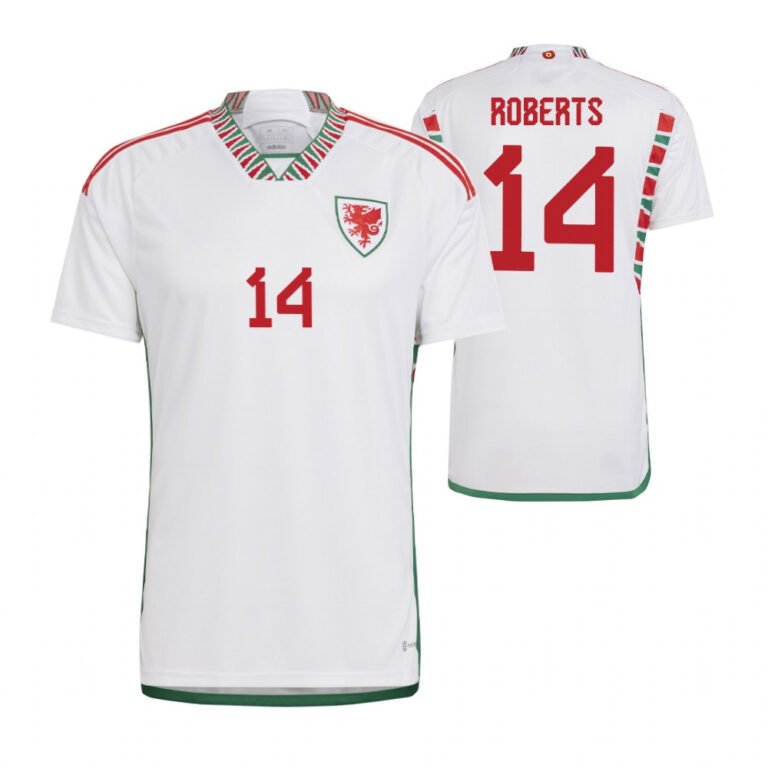 Wales Connor Roberts 14 Away Trikot WM 2022