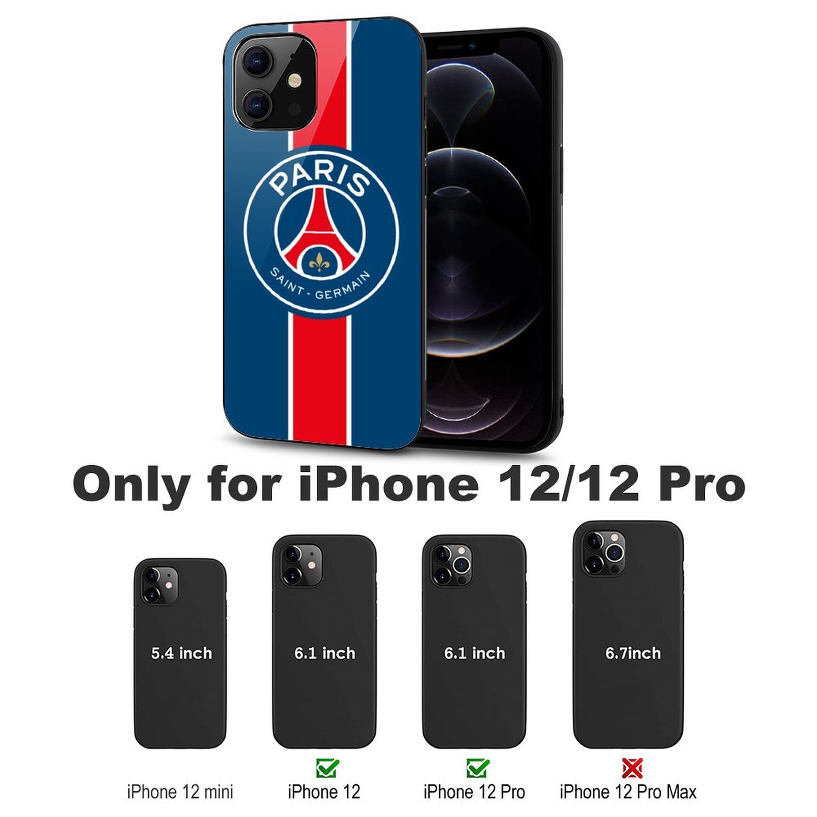 Paris Saint-Germain Stoßfest Glaskasten Handyhüllen & Cover Für IPhone 12 Paris Saint-Germain Stoßfest Glaskasten Handyhüllen & Cover Für IPhone 12