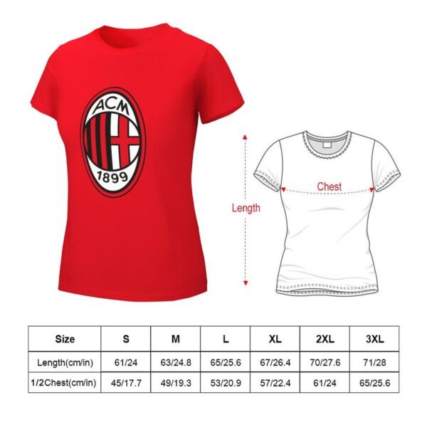 AC Mailand Damen Kurzarm Rundhals T-Shirt Casual Sommer Tops