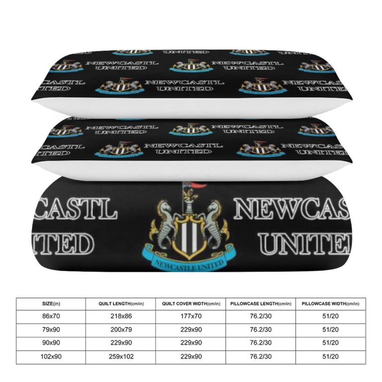 Newcastle United Bettwäscheset 3 Stück Kinder Erwachsene Steppdeckenbezug Steppdeckenbezug Multi Size Laken Set