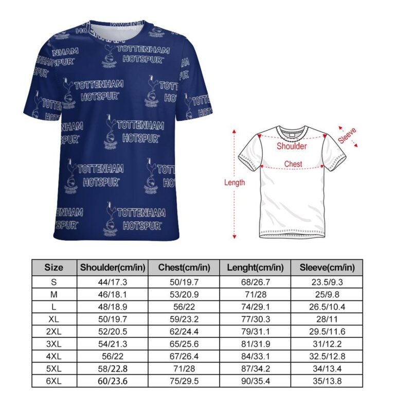 Tottenham Hotspur Unisex 3D Vollständig Druck Kurzarm T-Shirts Beiläufige Tee Tops