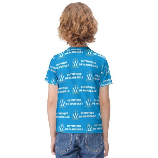 Olympique De Marseille Jungen Mädchen Kurzarm 3D-Druck T-Shirt Rundhals-Sommerhemd Tops