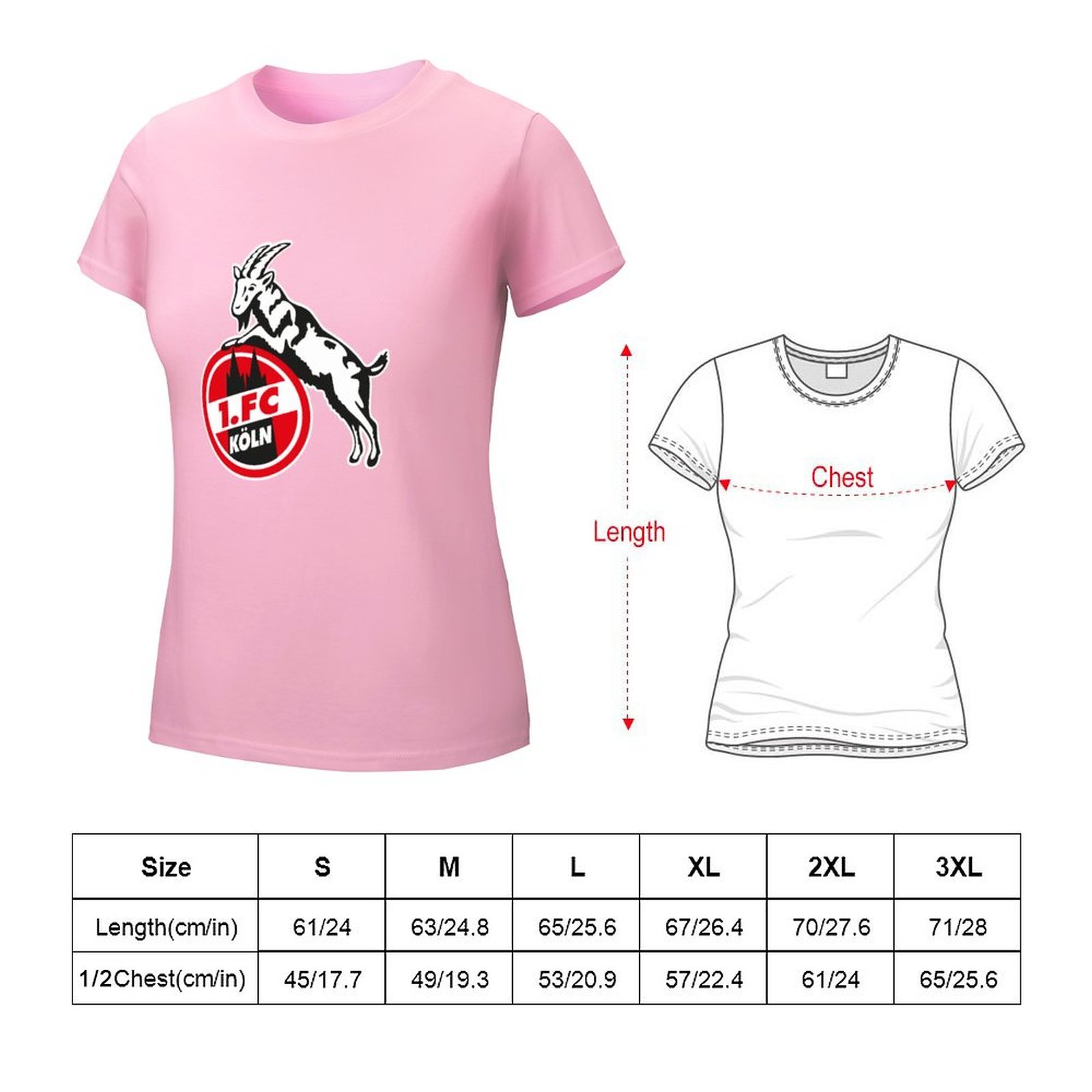 FC Köln Damen Kurzarm Rundhals T-Shirt Casual Sommer Tops FC Köln Damen Kurzarm Rundhals T-Shirt Casual Sommer Tops