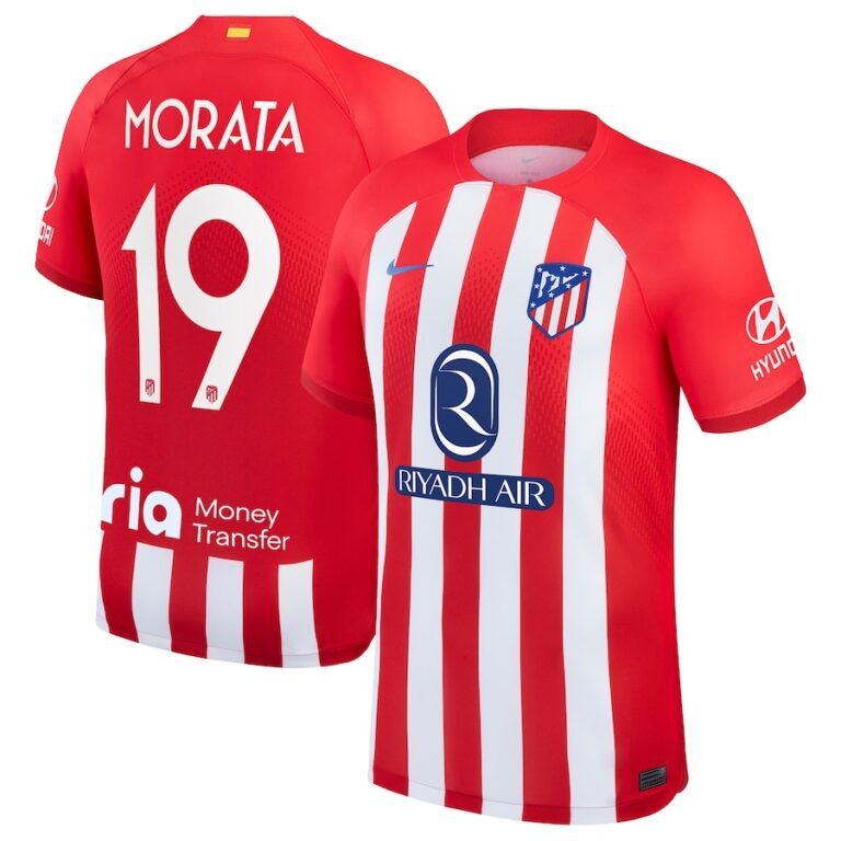 Atletico Madrid Álvaro Morata 19 Home Trikot 2023-2024 (Mit Riyadh Sponsors)
