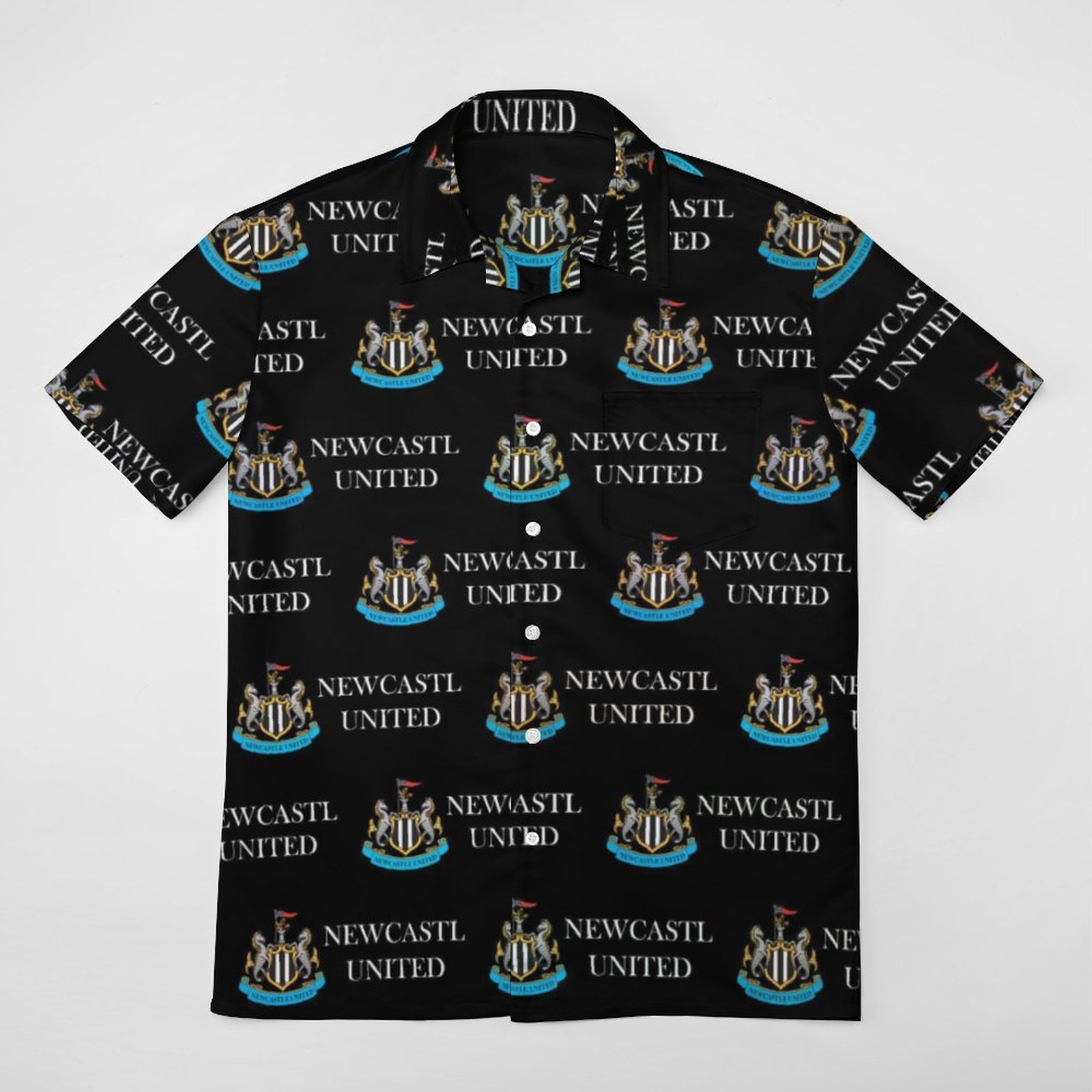 Newcastle United Kurzärmelige Herrenhemden, Passform Sommer Kurzarm Casual Button-Down Hemden Newcastle United Kurzärmelige Herrenhemden, Passform Sommer Kurzarm Casual Button-Down Hemden