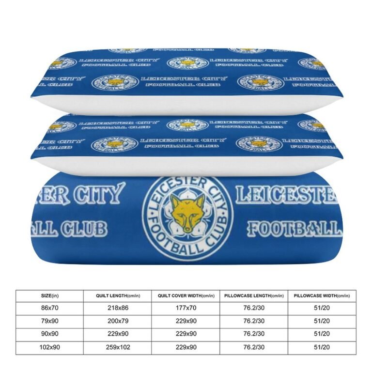 Leicester City Bettwäscheset 3 Stück Kinder Erwachsene Steppdeckenbezug Steppdeckenbezug Multi Size Laken Set