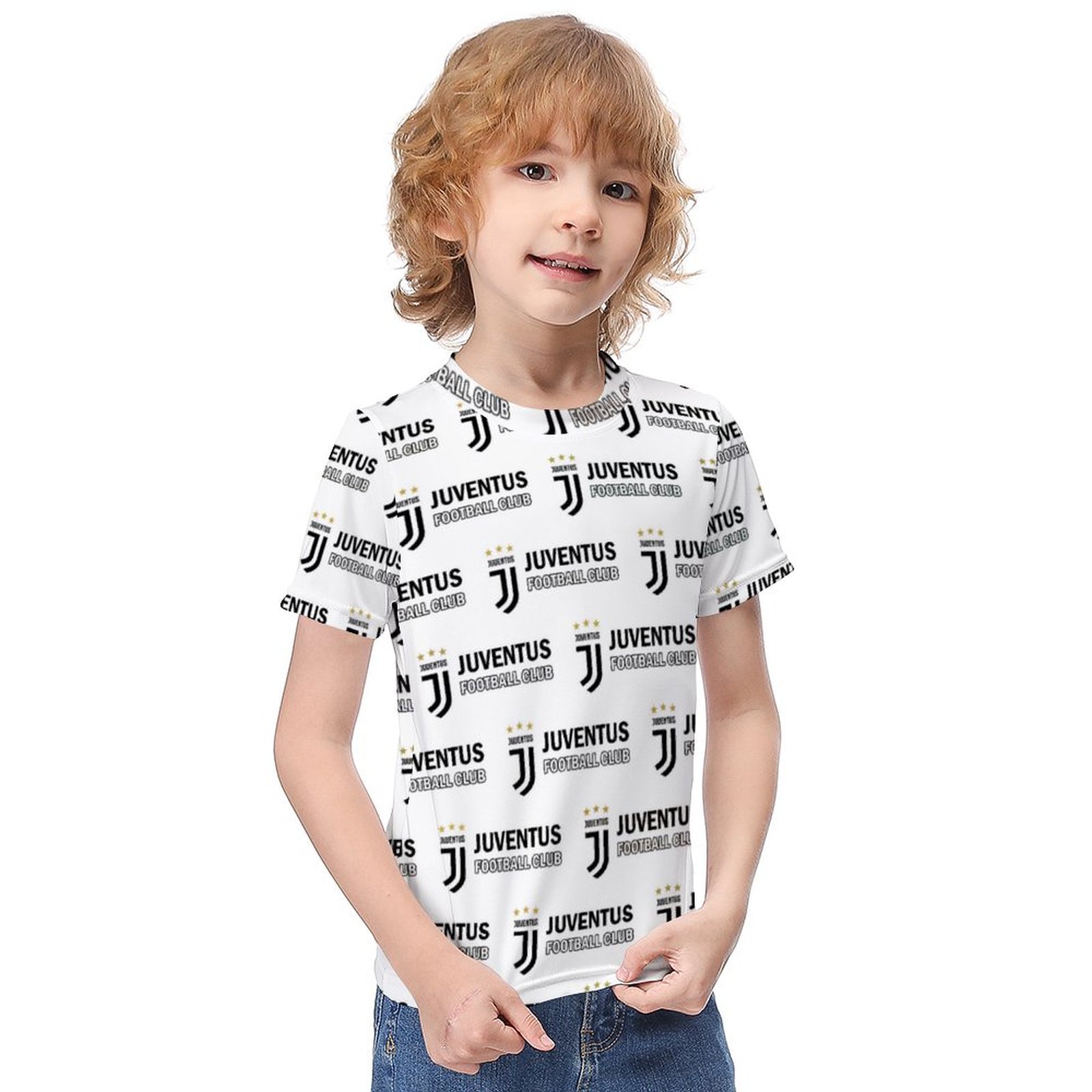 Juventus FC Jungen Mädchen Kurzarm 3D-Druck T-Shirt Rundhals-Sommerhemd Tops Juventus FC Jungen Mädchen Kurzarm 3D-Druck T-Shirt Rundhals-Sommerhemd Tops