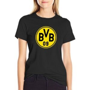 Borussia Dortmund Damen Kurzarm Rundhals T-Shirt Casual Sommer Tops