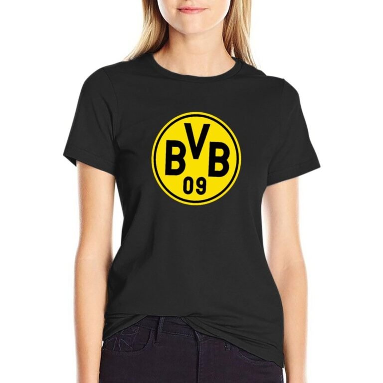 Borussia Dortmund Damen Kurzarm Rundhals T-Shirt Casual Sommer Tops