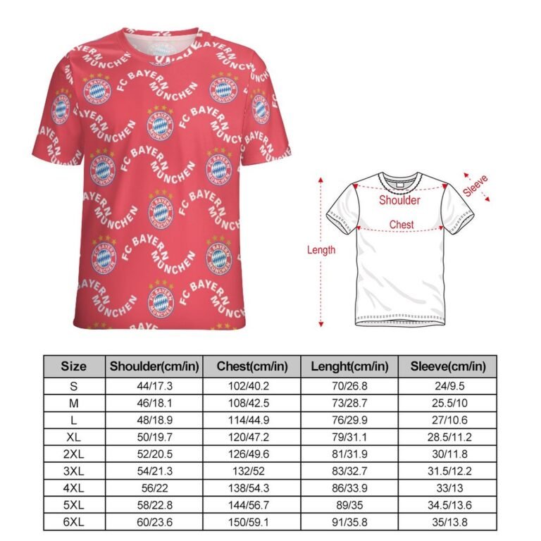 Bayern München 3D Vollständig Druck Kurzarm T-Shirts Beiläufige Tee Tops