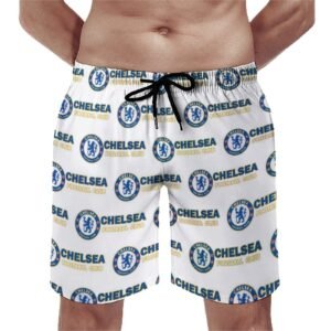Chelsea FC Herren Badehose Schnelltrocknende Strandshorts Mit Tasche Kordelzug Shorts