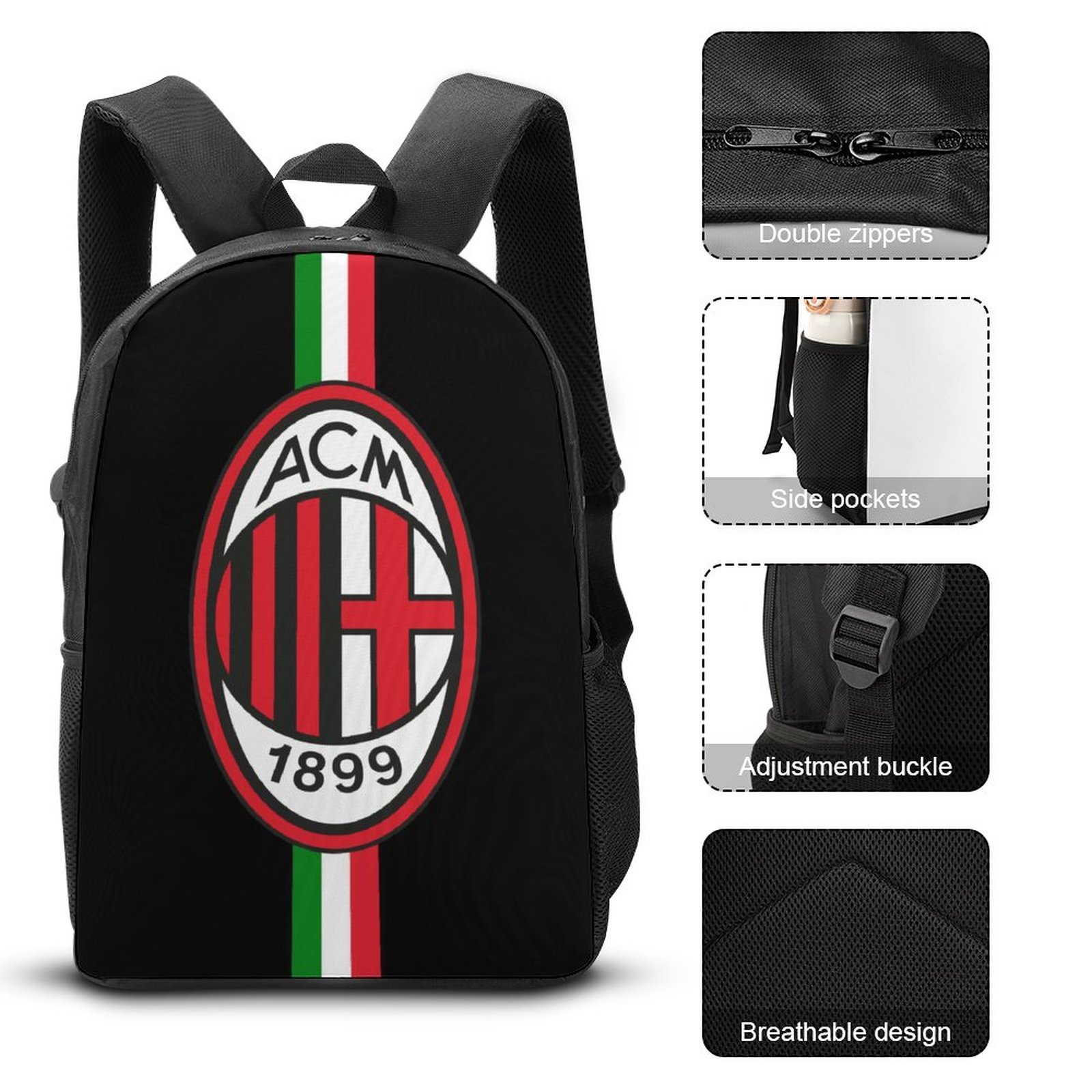 AC Mailand Student Schulranzen Lunchbag Stifttasche Kombination AC Mailand Student Schulranzen Lunchbag Stifttasche Kombination