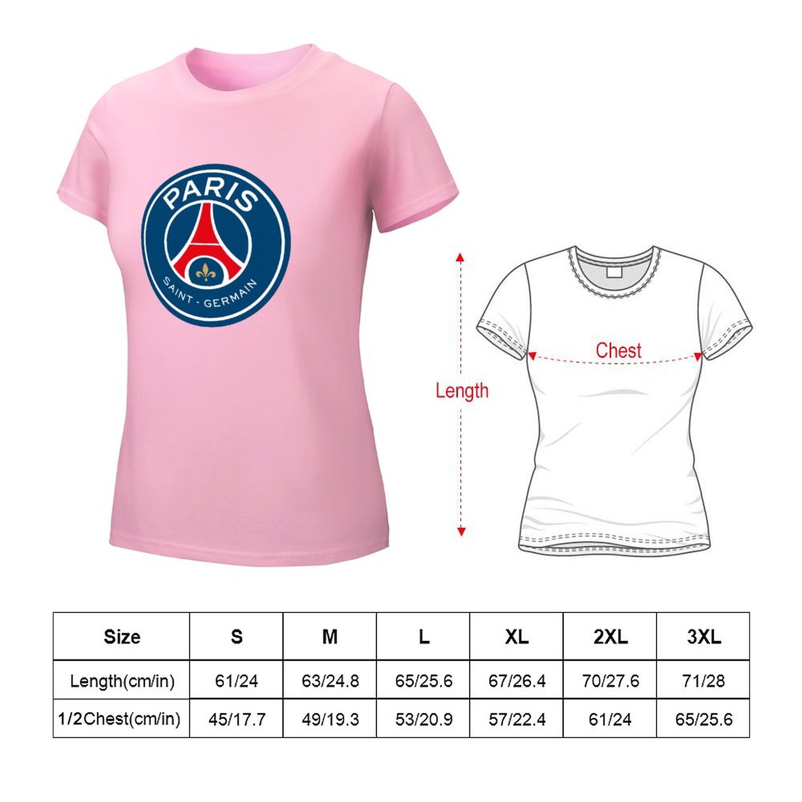 Paris Saint-Germain Damen Kurzarm Rundhals T-Shirt Casual Sommer Tops Paris Saint-Germain Damen Kurzarm Rundhals T-Shirt Casual Sommer Tops