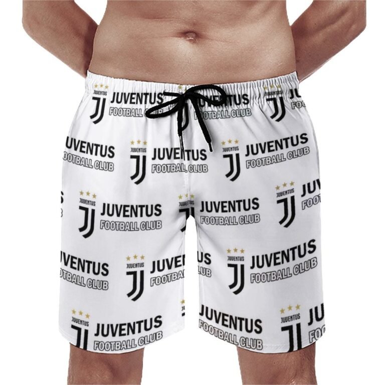 Juventus FC Herren Badehose Schnelltrocknende Strandshorts Mit Tasche Kordelzug Shorts