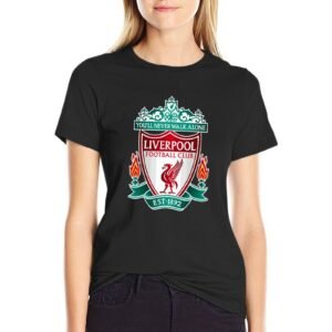 FC Liverpool Damen Kurzarm Rundhals T-Shirt Casual Sommer Tops