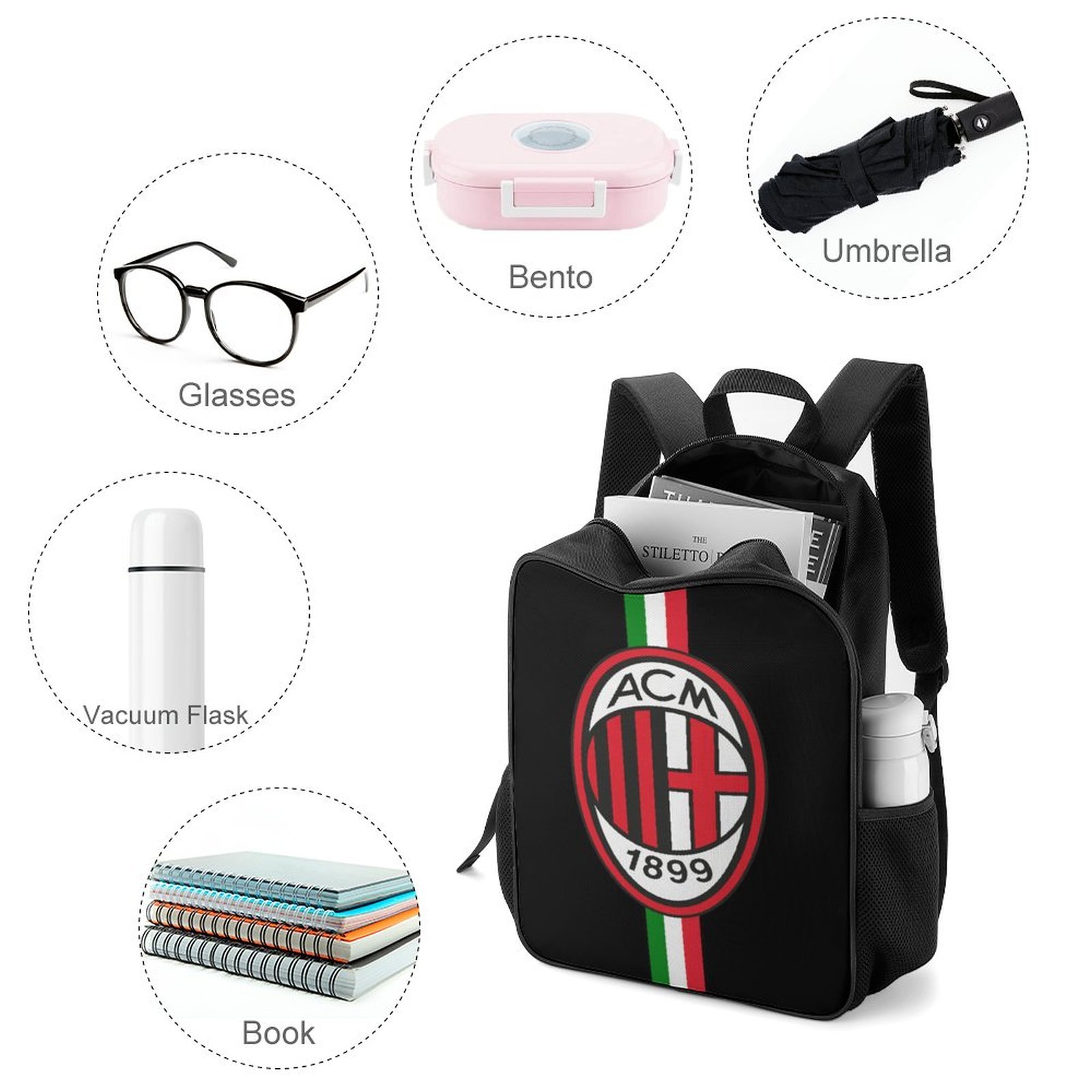 AC Mailand Kinderschultaschen Rucksäcke Für Jungen Und Mädchen AC Mailand Kinderschultaschen Rucksäcke Für Jungen Und Mädchen