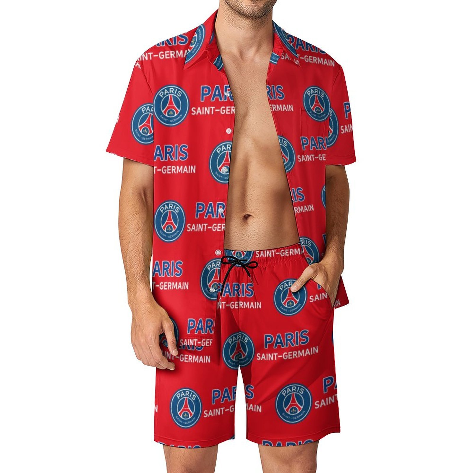Paris Saint-Germain Lässiges Strandbekleidungsset Kurzärmeliges Hemd Plus Strandhose Paris Saint-Germain Lässiges Strandbekleidungsset Kurzärmeliges Hemd Plus Strandhose