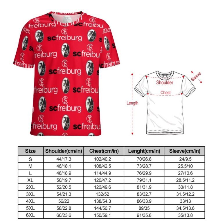 SC Freiburg 3D Vollständig Druck Kurzarm T-Shirts Beiläufige Tee Tops