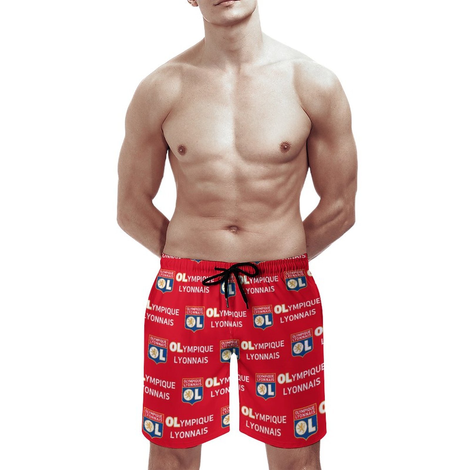 Olympique Lyonnais Herren Badehose Schnelltrocknende Strandshorts Mit Tasche Kordelzug Shorts Olympique Lyonnais Herren Badehose Schnelltrocknende Strandshorts Mit Tasche Kordelzug Shorts