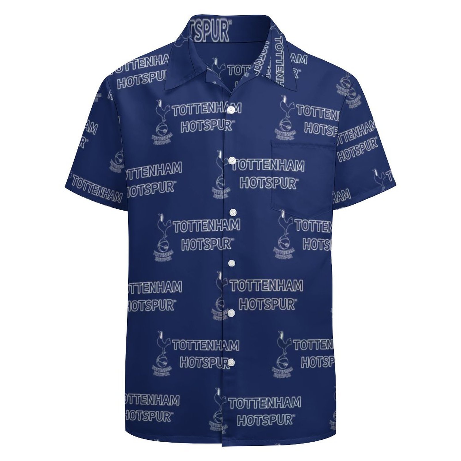 Tottenham Hotspur Kurzärmelige Herrenhemden, Passform Sommer Kurzarm Casual Button-Down Hemden Tottenham Hotspur Kurzärmelige Herrenhemden, Passform Sommer Kurzarm Casual Button-Down Hemden