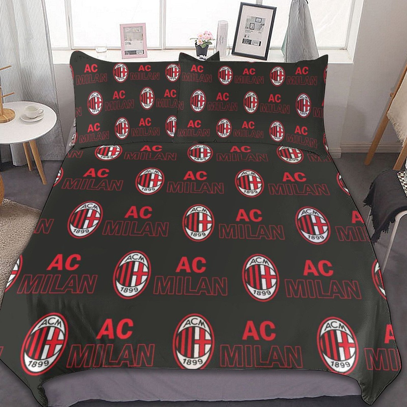 AC Mailand Bettwäscheset 3 Stück Kinder Erwachsene Steppdeckenbezug Steppdeckenbezug Multi Size Laken Set AC Mailand Bettwäscheset 3 Stück Kinder Erwachsene Steppdeckenbezug Steppdeckenbezug Multi Size Laken Set