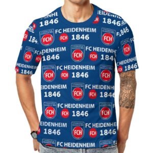 FC Heidenheim 3D Vollständig Druck Kurzarm T-Shirts Beiläufige Tee Tops
