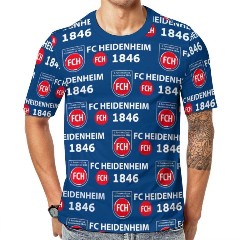 FC Heidenheim 3D Vollständig Druck Kurzarm T-Shirts Beiläufige Tee Tops