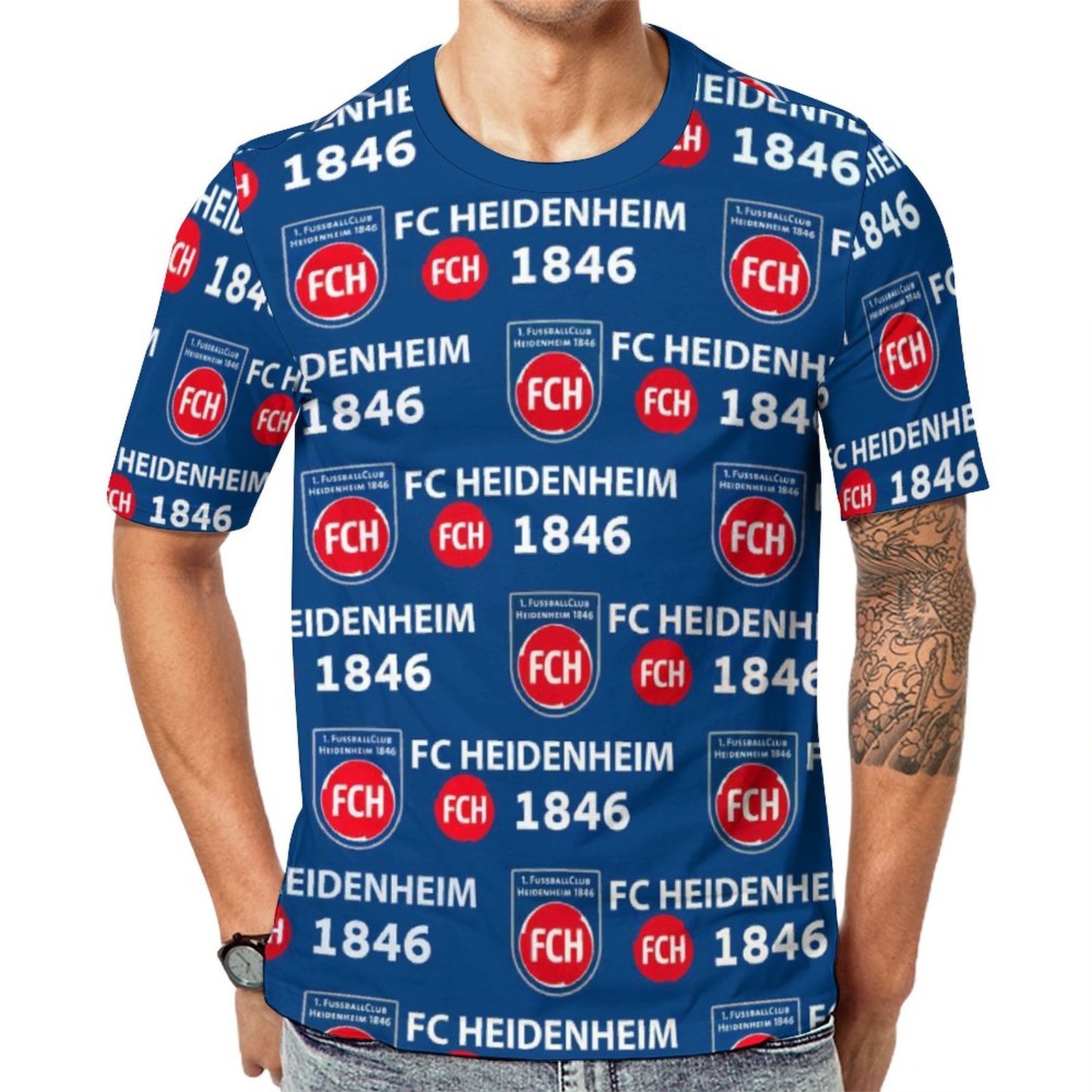 FC Heidenheim 3D Vollständig Druck Kurzarm T-Shirts Beiläufige Tee Tops FC Heidenheim 3D Vollständig Druck Kurzarm T-Shirts Beiläufige Tee Tops