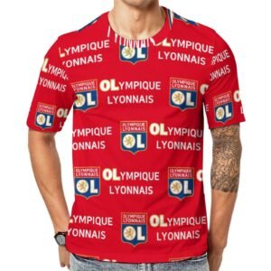 Olympique Lyonnais Unisex 3D Vollständig Druck Kurzarm T-Shirts Beiläufige Tee Tops