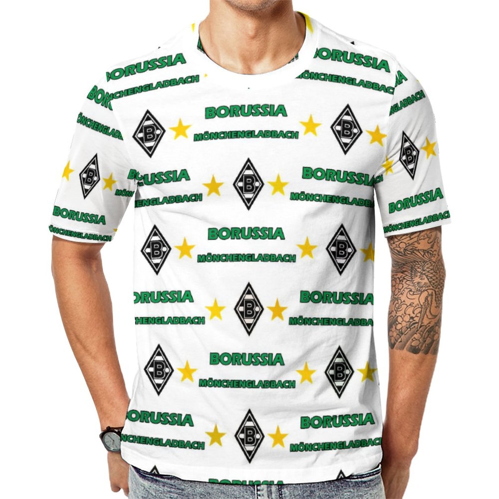Borussia Mönchengladbach 3D Vollständig Druck Kurzarm T-Shirts Beiläufige Tee Tops Borussia Mönchengladbach 3D Vollständig Druck Kurzarm T-Shirts Beiläufige Tee Tops