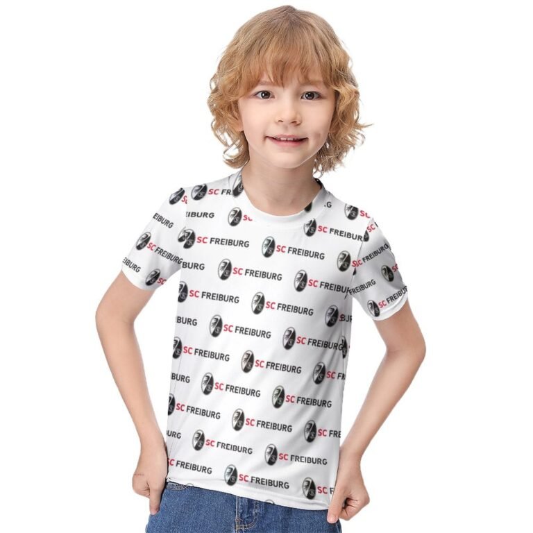 SC Freiburg Jungen Mädchen Kurzarm 3D-Druck T-Shirt Rundhals-Sommerhemd Tops