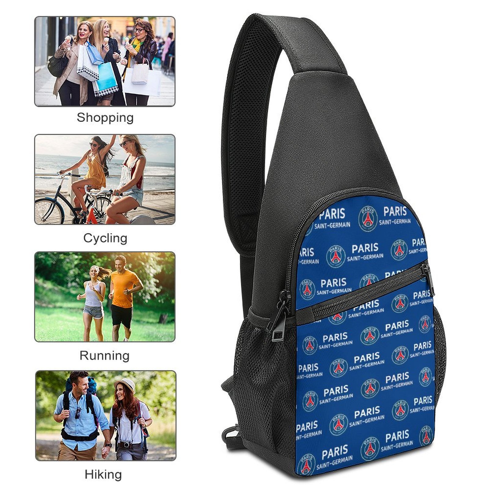 Paris Saint-Germain Crossbody Backpack Leichte Umhängetaschen Sling-Rucksack Paris Saint-Germain Crossbody Backpack Leichte Umhängetaschen Sling-Rucksack