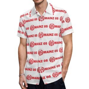 Mainz 05 Kurzärmelige Herrenhemden, Passform Sommer Kurzarm Casual Button-Down Hemden