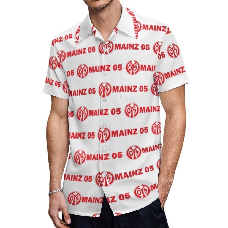 Mainz 05 Kurzärmelige Herrenhemden, Passform Sommer Kurzarm Casual Button-Down Hemden