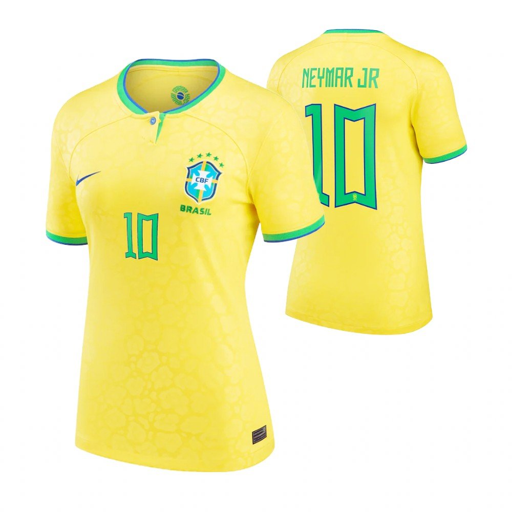 Frauen Brasilien Neymar Jr 10 Home Trikot WM 2022 Frauen Brasilien Neymar Jr 10 Home Trikot WM 2022