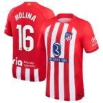 Atletico Madrid Nahuel Molina 16 Home Trikot 2023-2024 (Mit Riyadh Sponsors)