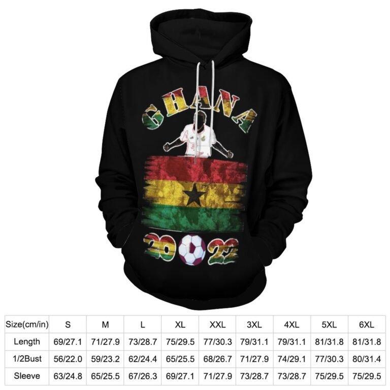 Ghana2022 Gefütterte Plüsch Kapuzenpulli Dick Herren Hoodies Sweatshirt Langarm Warm