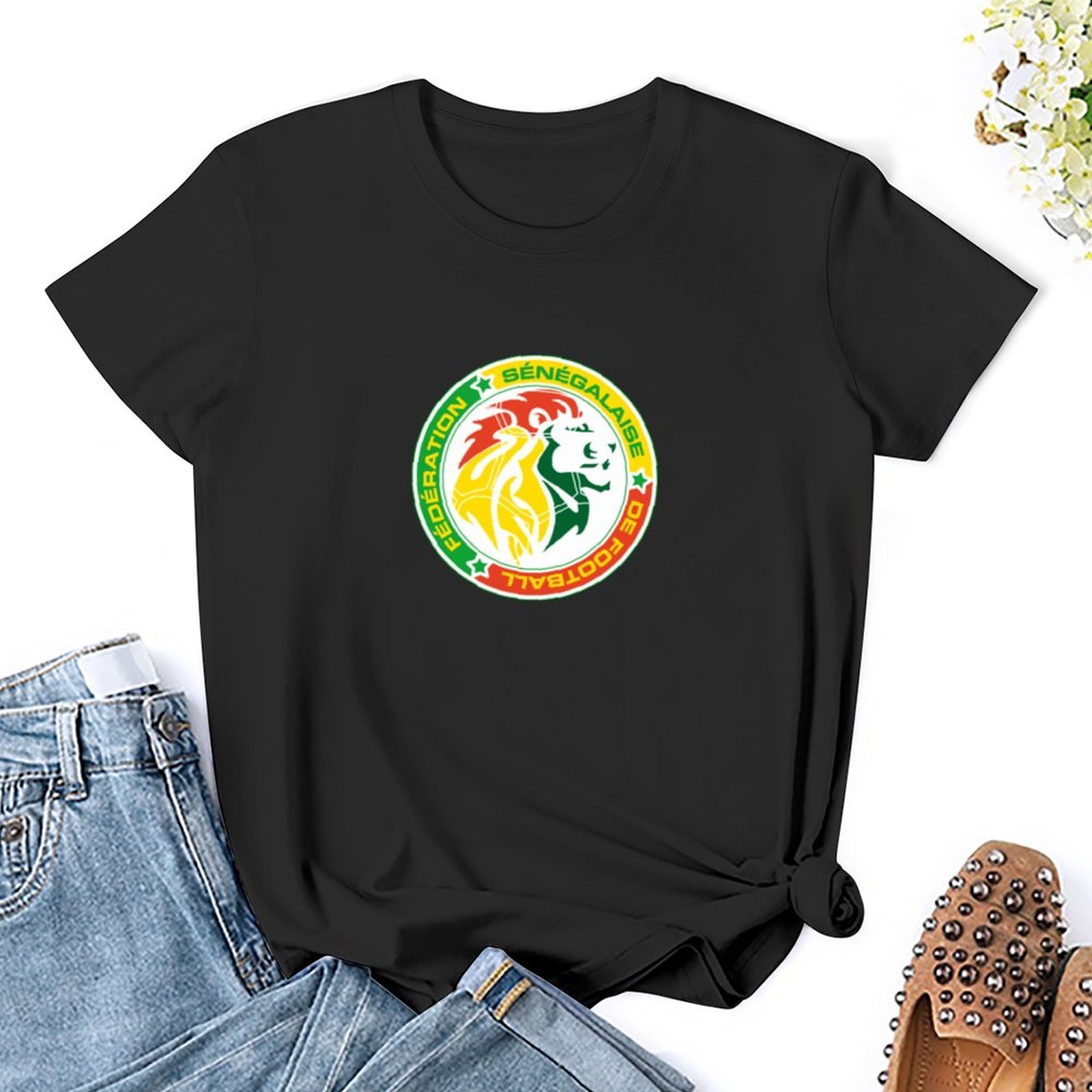 Senegal Damen Kurzarm Rundhals T-Shirt Casual Sommer Tops Senegal Damen Kurzarm Rundhals T-Shirt Casual Sommer Tops